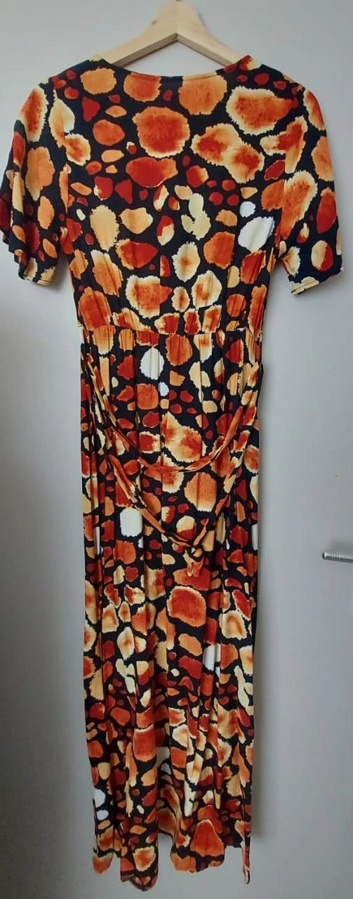 Vestido largo de verano con escote en V y estampado, talla 42 – photo 3